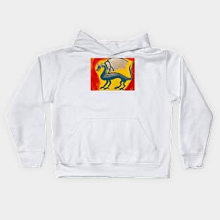 Teal Dragon on Fire Kids Hoodie